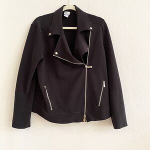 CHICO’s Black Moto Jacket Chicos‎ Size 1 US Size 8-10 Gold Zipper Pockets